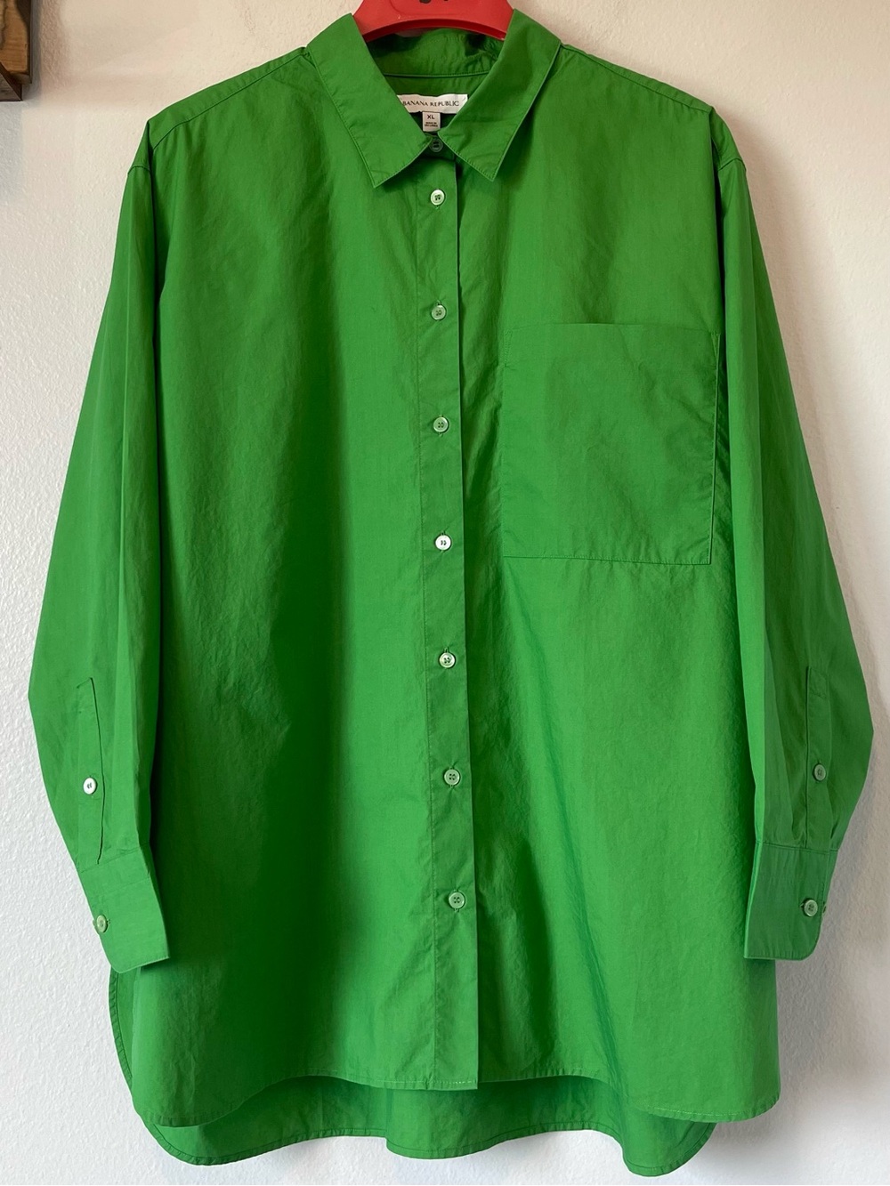 NWT Banana Republic The Oversized Shirt - Kelly Green & Poplin - Size XL